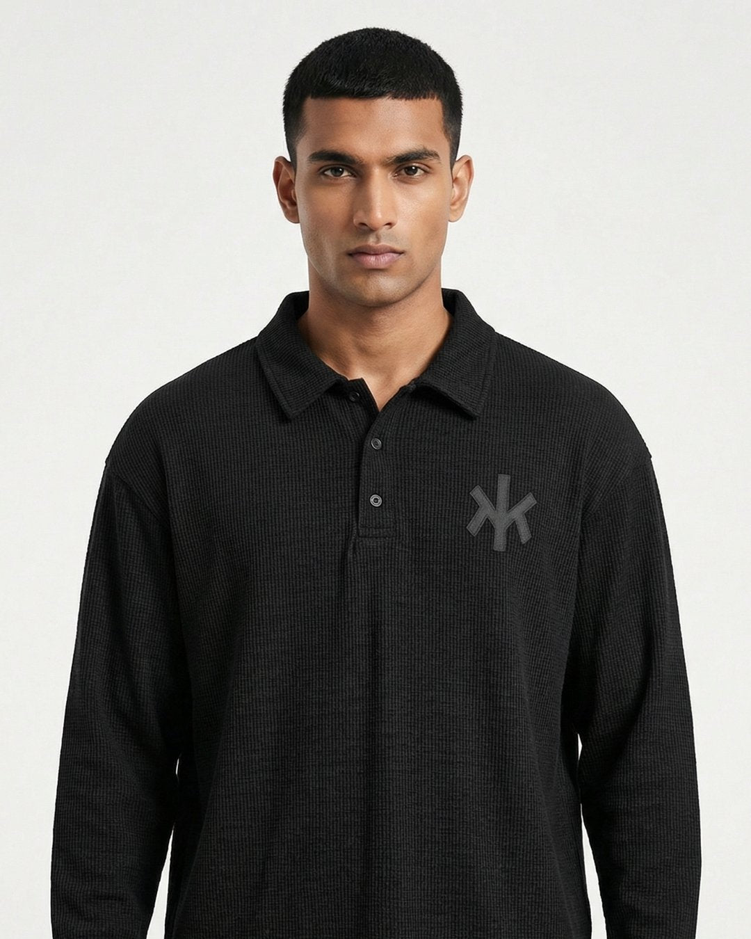 Urban Black Waffle Polo