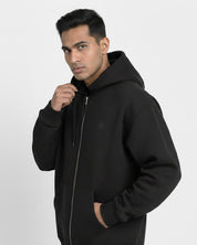 Heavyweight Black Zipped Hoodie
