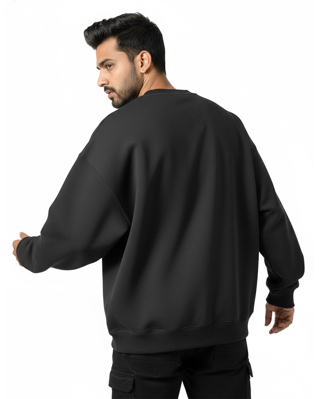 Heavyweight Black Embroidered Sweatshirt