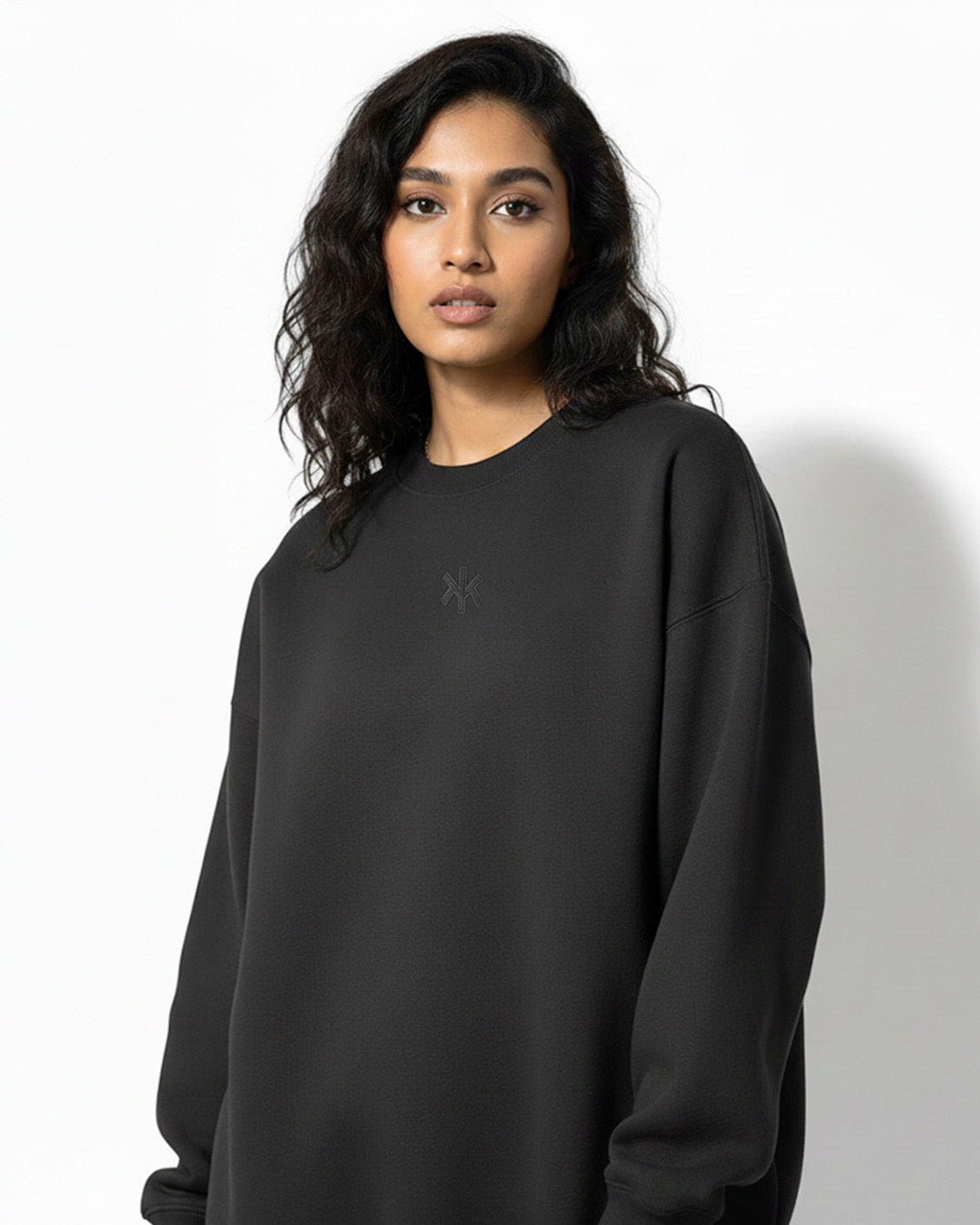 Heavyweight Black Embroidered Sweatshirt
